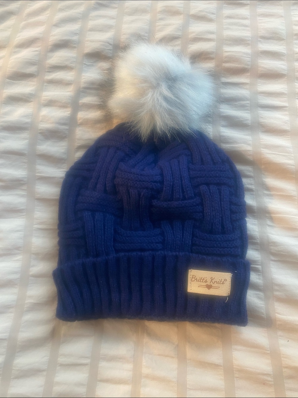 Blue Pom-Pom Beanie